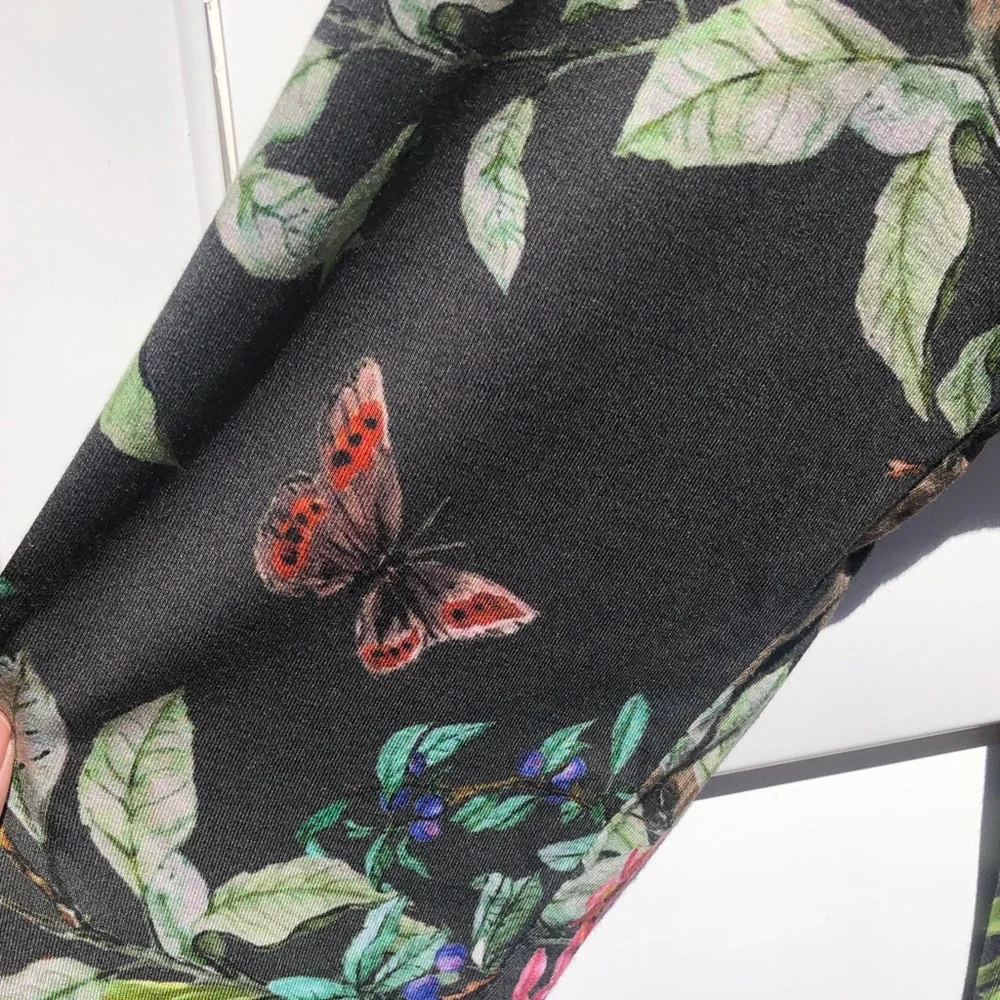 Johnny Was Olive Floral & Leopard Print V-Neck Long Sleeve Top - Picture 5 of 9